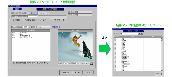 顧客マスタのETCコード登録画面