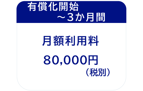 有償化開始〜3か月間：月額利用料80,000円（税別）